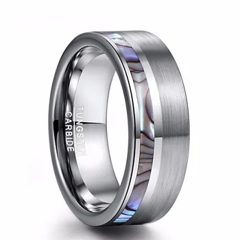 New Fashion Jewelry Simple Mens Minimalist Rings High Quality Custom Colorful Shell Band Men Titanium Steel Rings