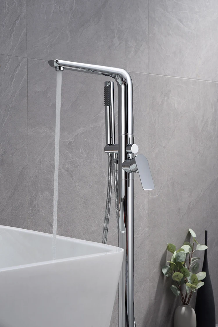 Ducha independiente del grifo de la bañera de latón de la función de agua fría caliente montada en el piso