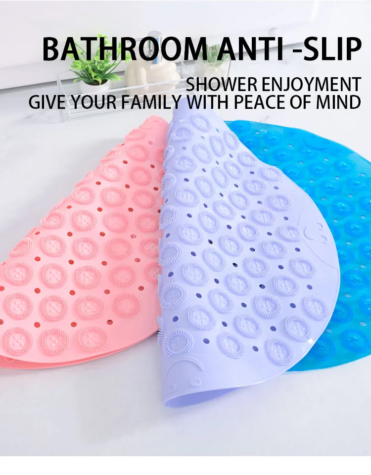 Non-slip Round Bathroom Mat Safety Shower Bath Mat Plastic Massage Pad Bathroom Carpet Floor Drainage Suction cup Bath Mat factory