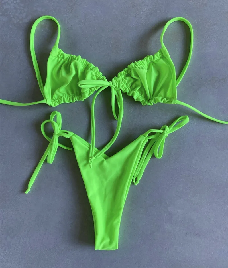 Deeplove 2022 Popular Split Bikini Swimsuit Solid Color New Female Bikini Wholesale Bandage