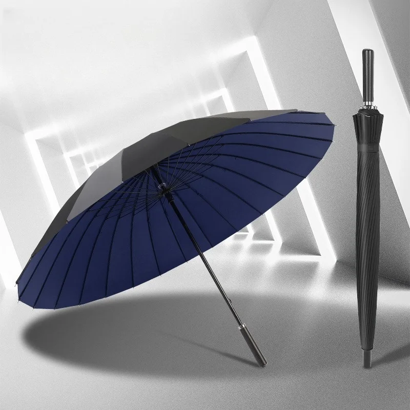 24-inch Straight Rod Semi-automatic Umbrella for Business Men