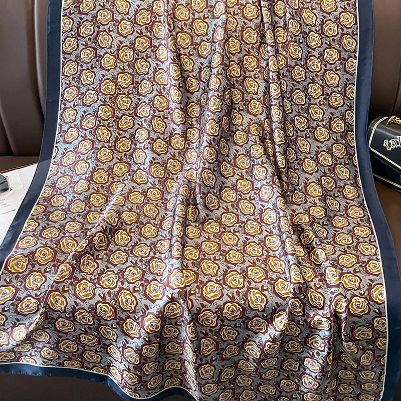 knee length dresses for ladies Clare Haggas Turf War Black and Gold Pheasant Medium Square Silk Scarf