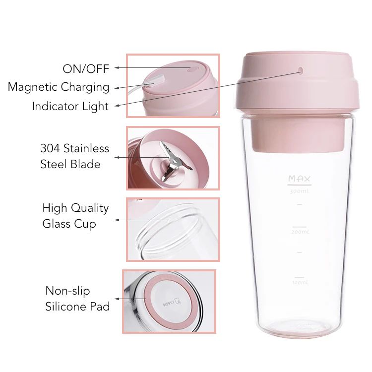 Новое портативное магнитное зарядное устройство из боросиликатного стекла для личного использования ручная автоматическая портативная соковыжималка блендер