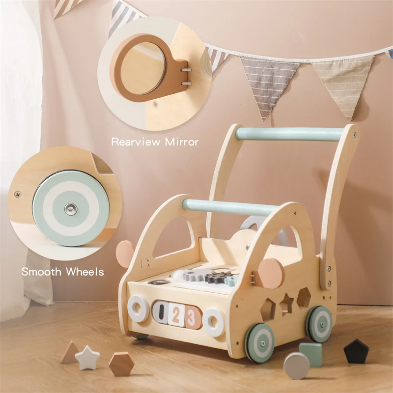 Hot Selling Wooden Multi-Functional Activity Center Unisex Toddler Push Walker for 2-4 Years Old Baby Learning Toy