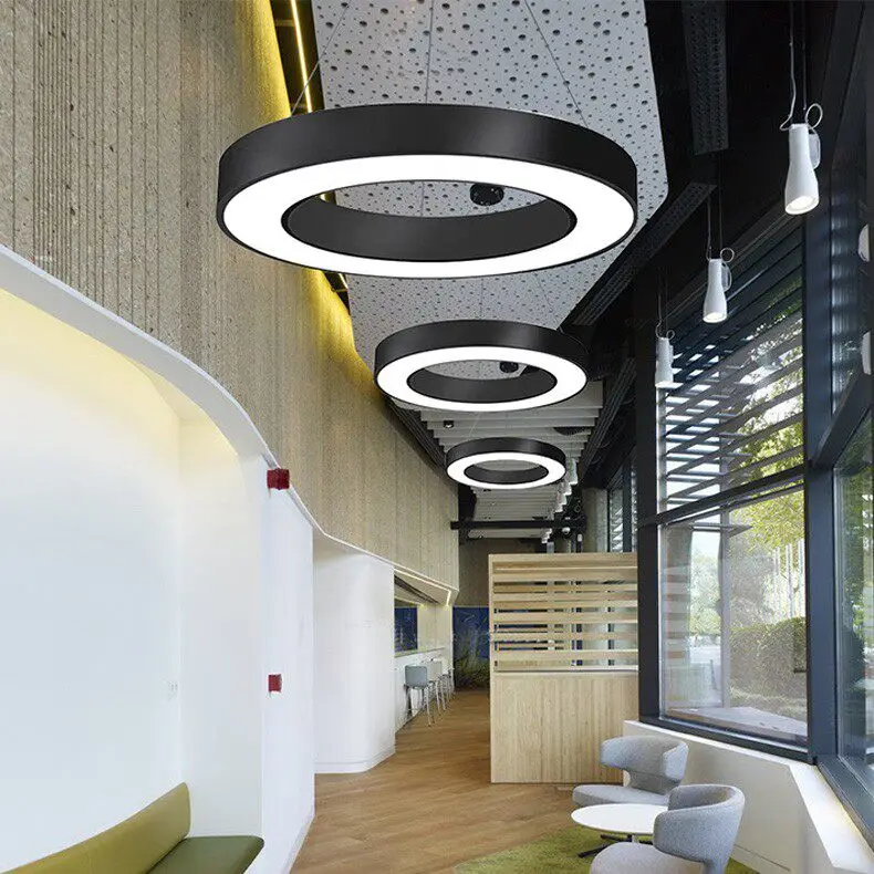 LED Iron & PMMA Ring 6000K Dual-Purpose Office Gym Shop Supermarket Industrial Style Shaped Irregular Circle Ring Pendant Light