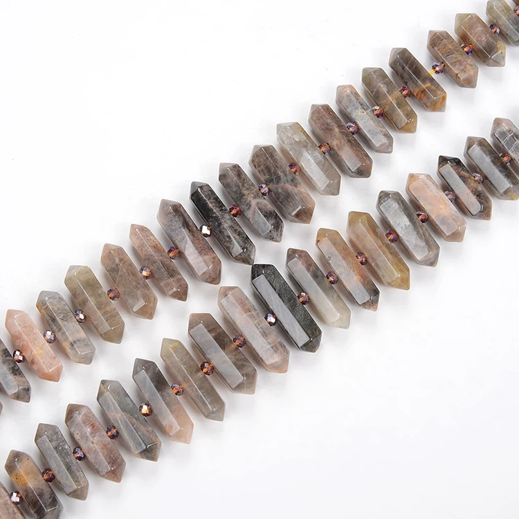 Smoky Quartz Cluster Point Strand Raw Quartz Points Drilled Large Quartz Crystal Points Strand of Beads