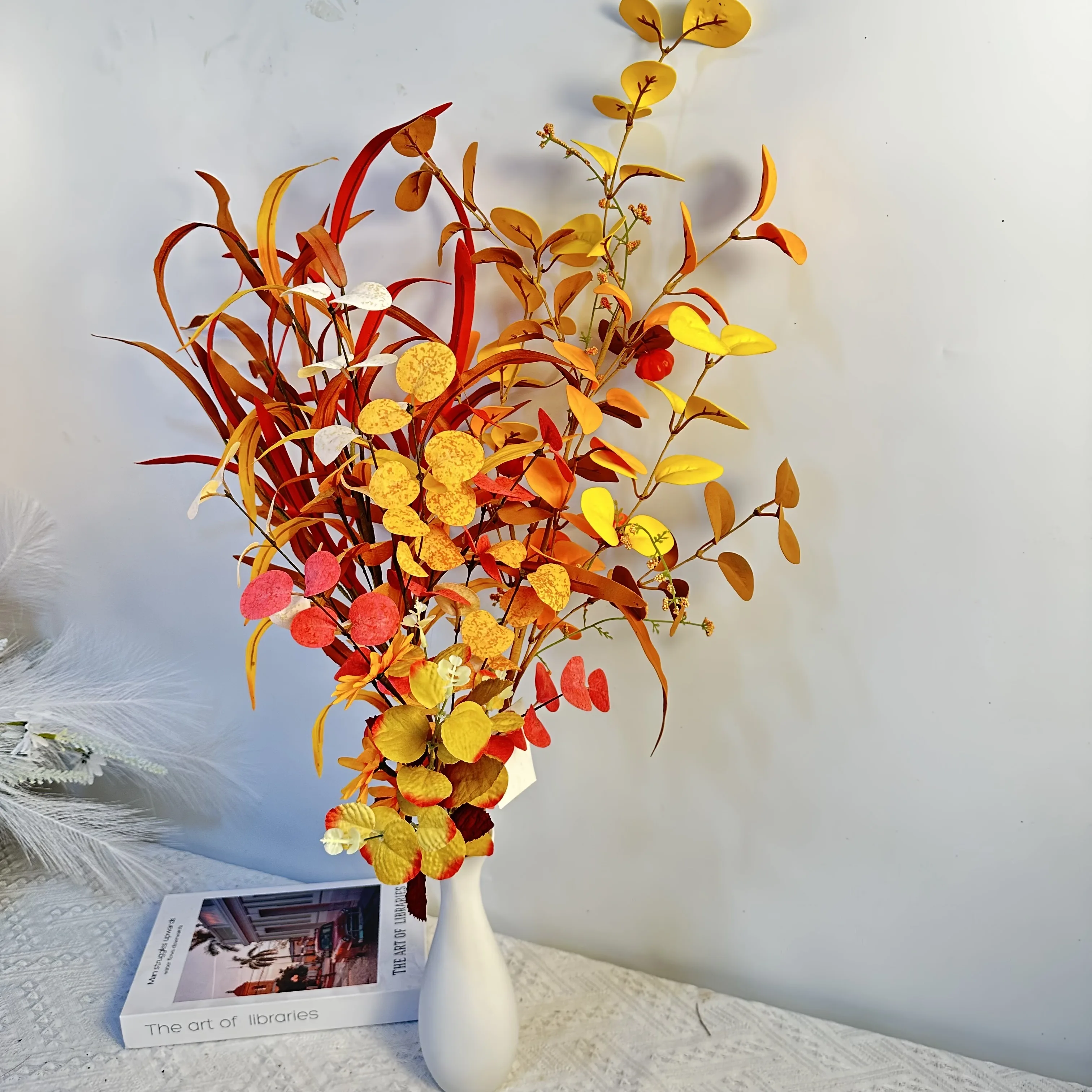 Künstliche Herbstblätter Eukalyptus - 4 Bündel Deko Für Herbstdekoration