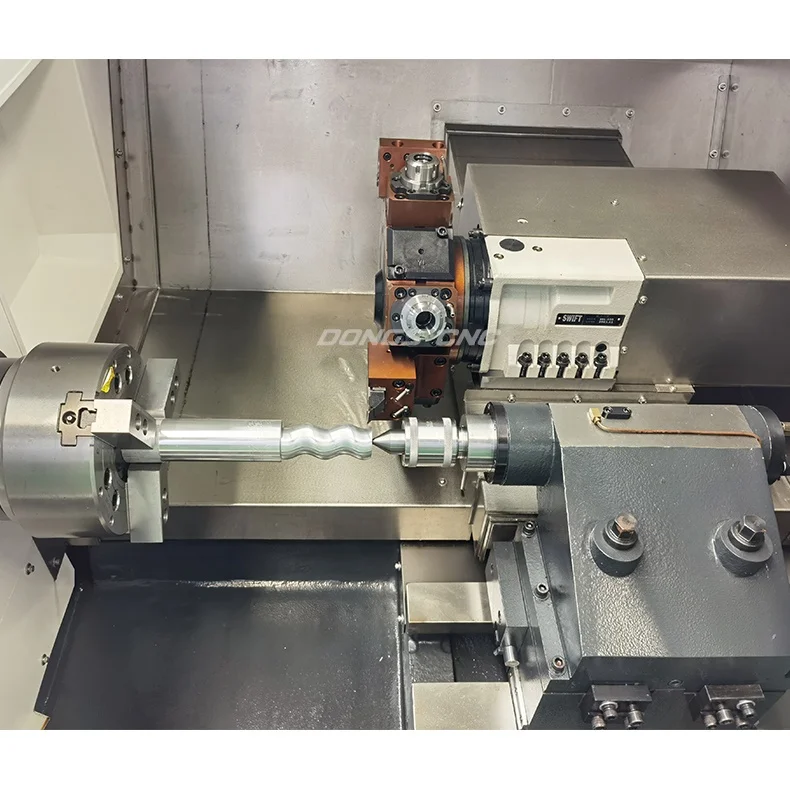 TCK52DY Horizontal Servo Turret 12T CNC Lathe Gear Cutting Numerical Control Machine with Axis Hydraulic Milling Lath
