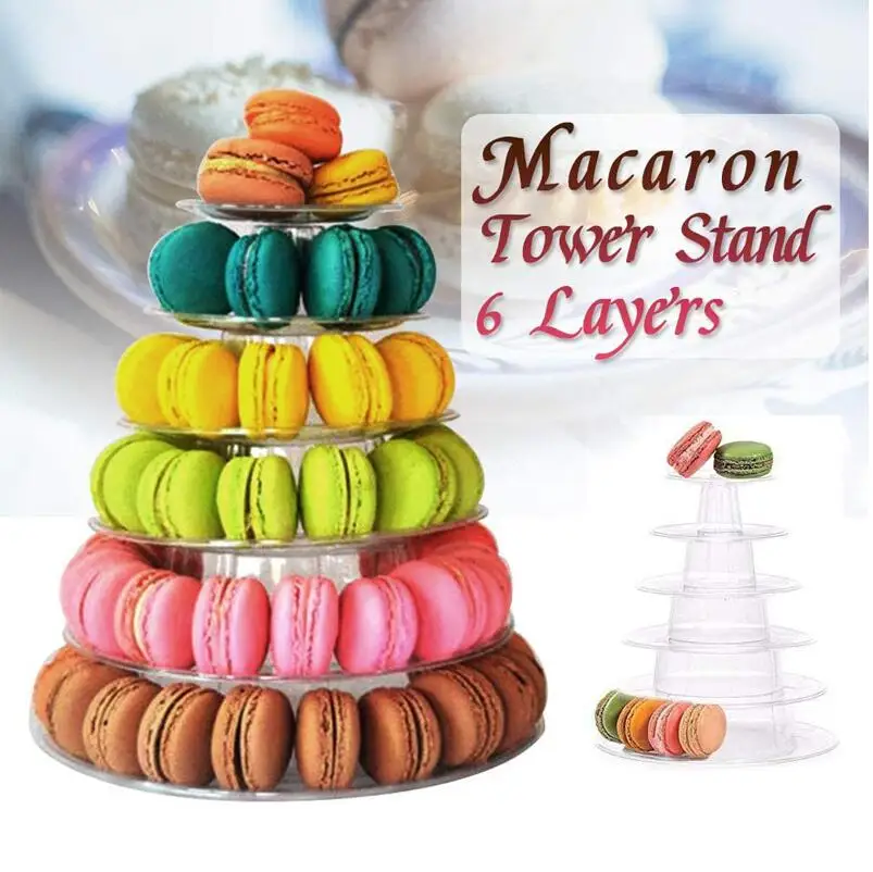 Tour Macarons 6 Niveaux Ronde Transparente – Présentoir à Gâteaux, Cupcakes Et Desserts Pour Fêtes