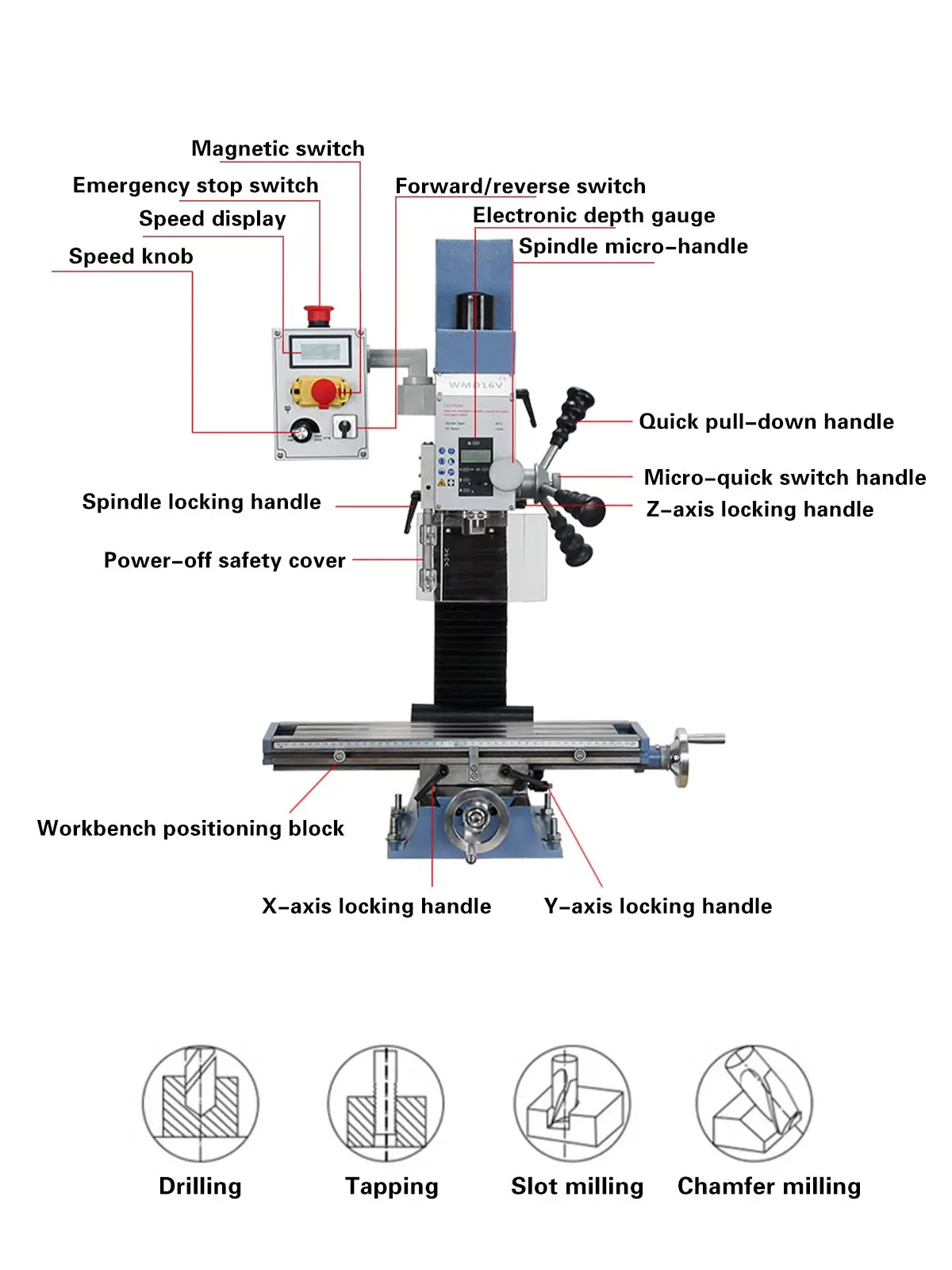 WMD16V JYZX16V Mini Vertical Drilling Milling Machine for Metal