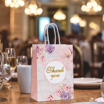Printed Hot Stamping Gift Bag Wedding Handheld Kraft Paper Souvenir Bag Printed Party Gift Bag Packaging Customized with Logo
