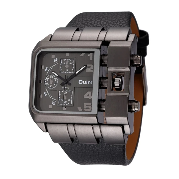 Oulm 3364 Casual Wristwatch Square Dial Wide Strap Men's Quartz Watch  Luxury Male Clock Super Big Men Watches Montre Homme