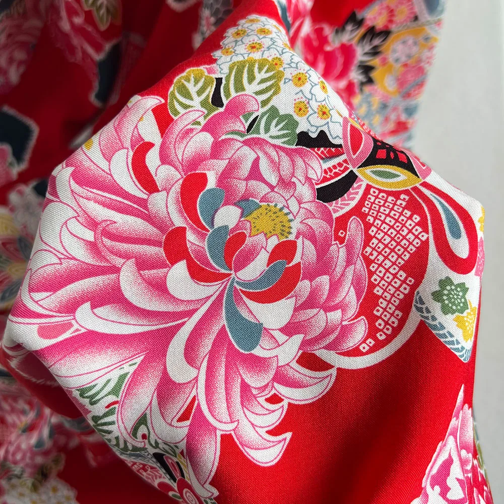 Заводская цена от производителя красная винтажная вискозная ткань под заказ Тропический Принт 100 вискоза вискозная ткань с принтом для рубашки