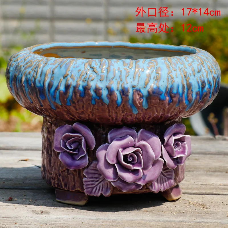 China OEM Hand Made Big Size Ceramic Flower Pot with Saucers