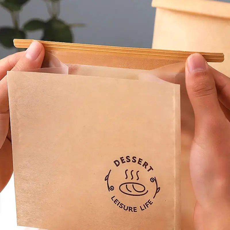 Custom Printed Food Grade Bread Croissant Toast Packaging Craft Paper Bag To Go Takeaway Restaurant Food Paper Bag With Window factory