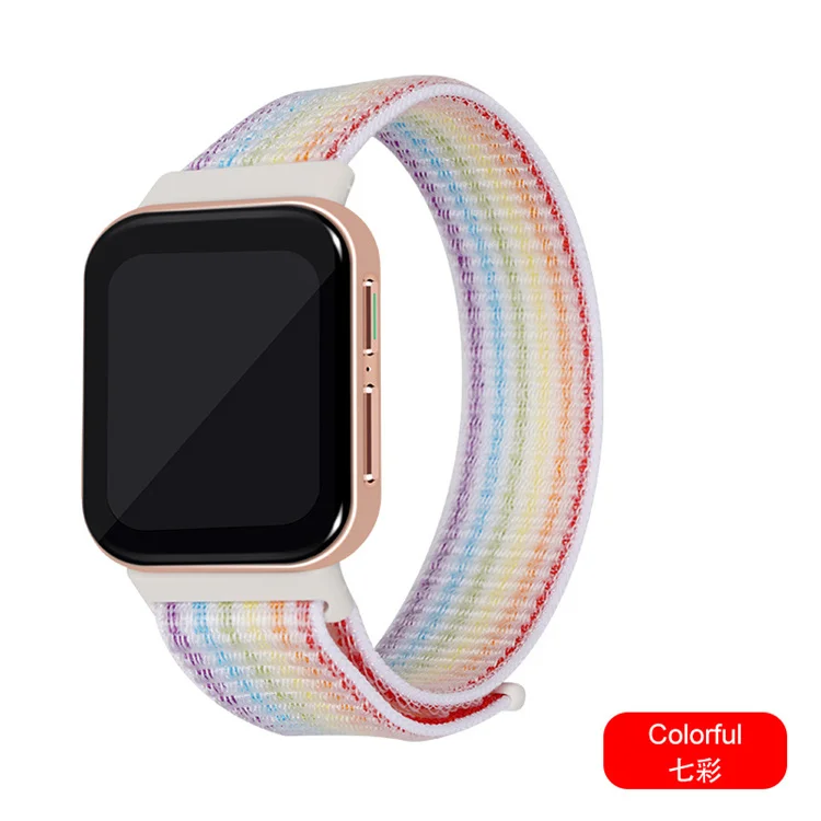 Nylon Rainbow Sports Strap For OPPO Watch 41mm 46mm Soft Nylon Loop Band Bracelet Colorful Watch bands