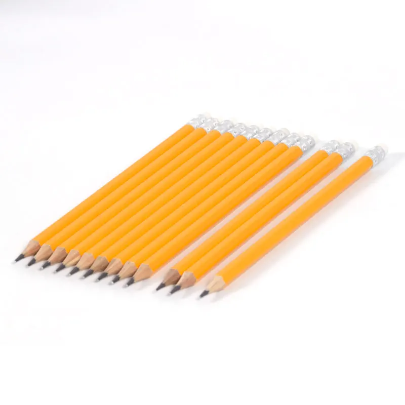 Aangepast logo: 7 inches poplar Wood Hexagonal yellow HB pencil with eraser for office and school
