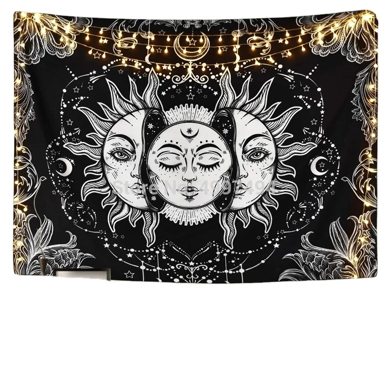 sun tapestry black and white