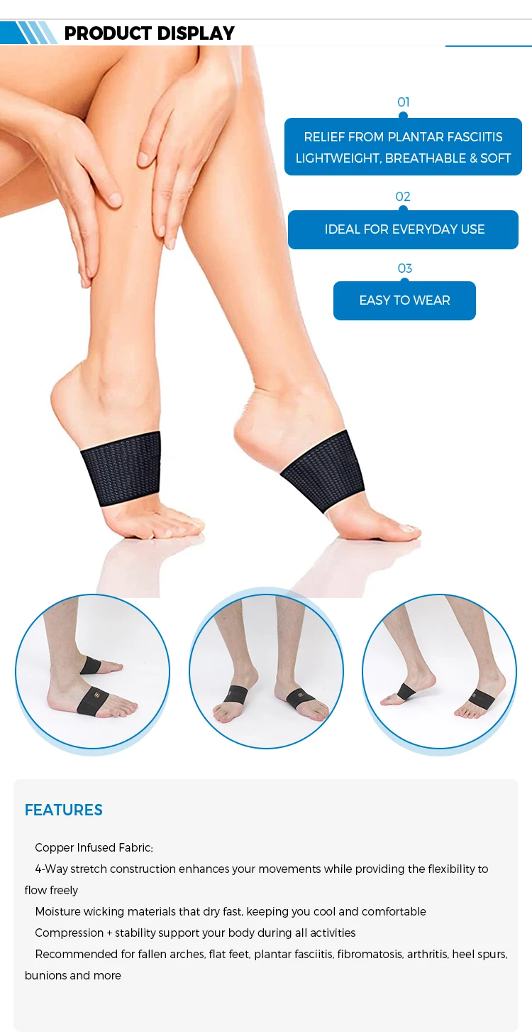 Arch Support Foot Insoles Gel Foot Arch Supports Cushioned Wraps Foot