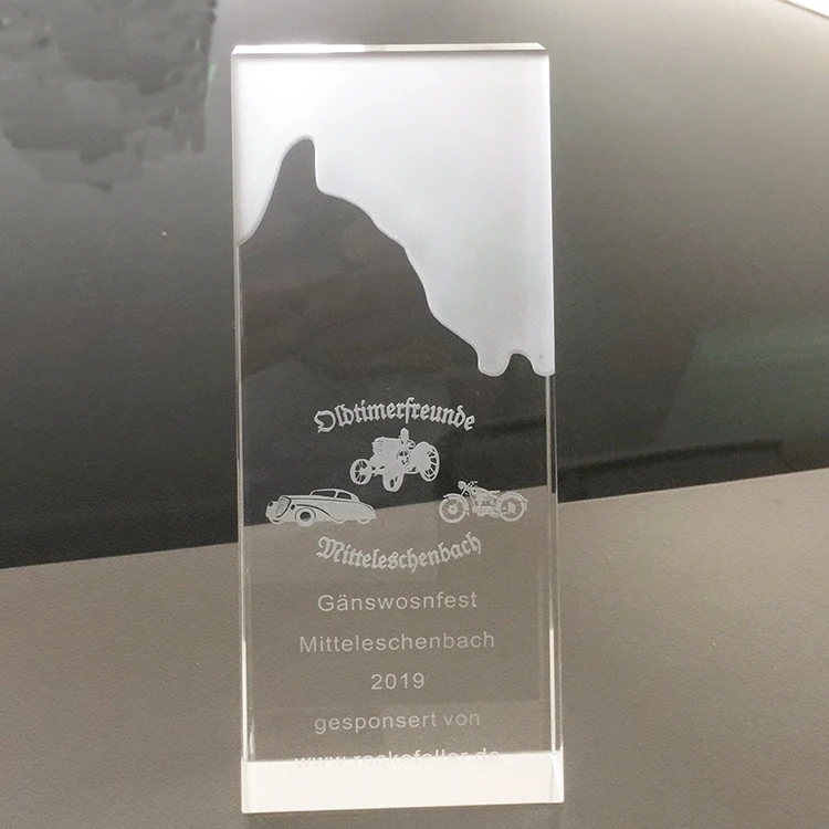 New Crystal Trophy With Sandblasting Crystal Arwrds for clear Color Customized Logo and Size Trophy Glass Trophy and Award