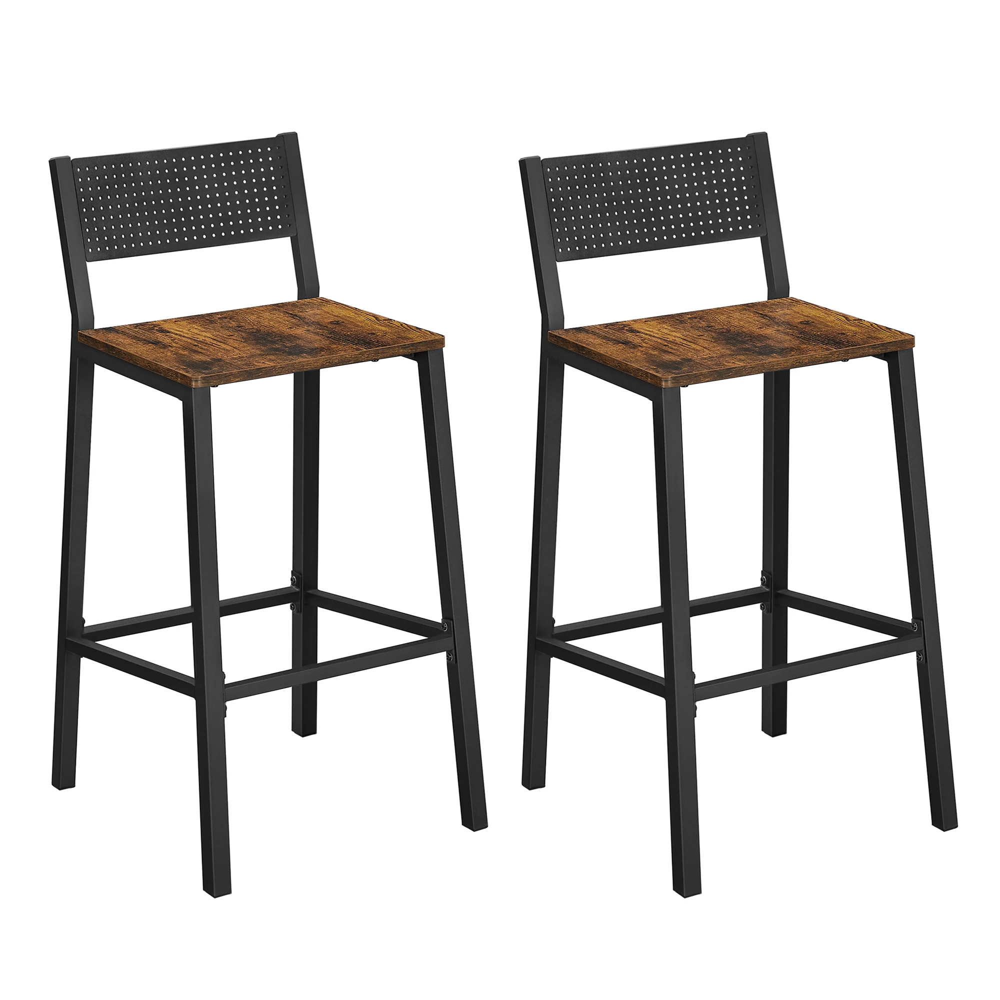 Vasagle 2pcs Industrial Bar Stool With Wooden Seat Bar Stool Chairs