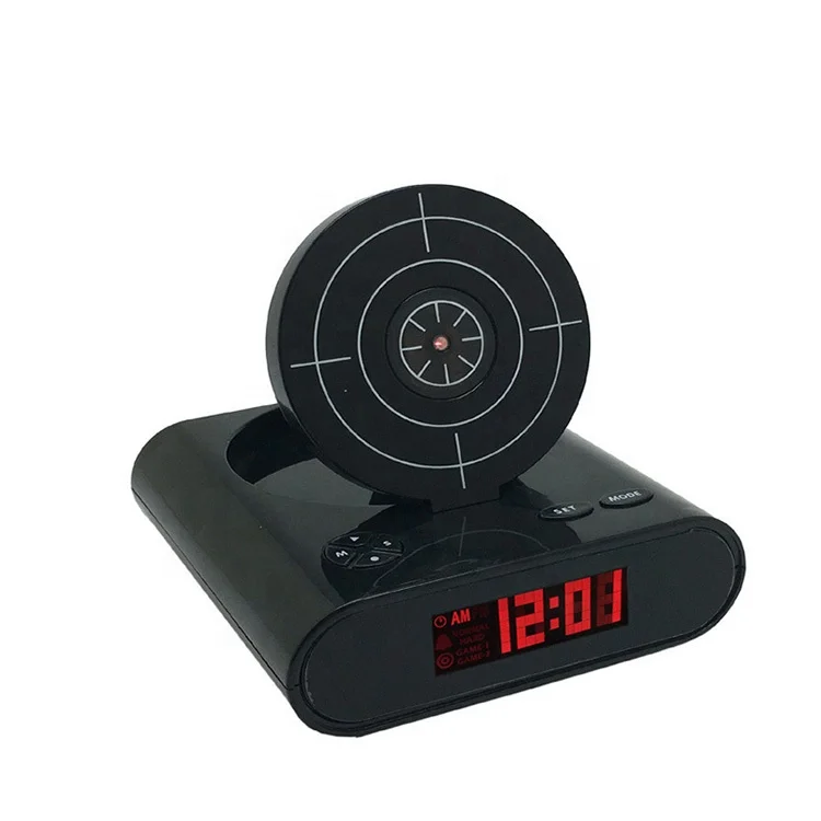 Gun Alarm Clock with Shooting and Recording Clock Feature Laser Digital Funny Table & Desk Alarm Clock Creative Student Kid Gift