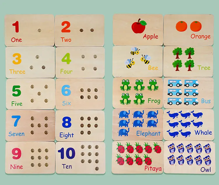 CPC CE Montessori Wooden Math Manipulative Materials Number Counting Peg Board Learning Toy for Toddlers