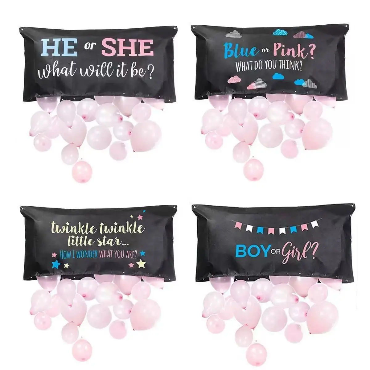 Gender Reveal Balloon Drop Bag Boy or Girl He or She Gender Reveal Drop back Decoration Kits Ideas Baby Shower Party Supplies