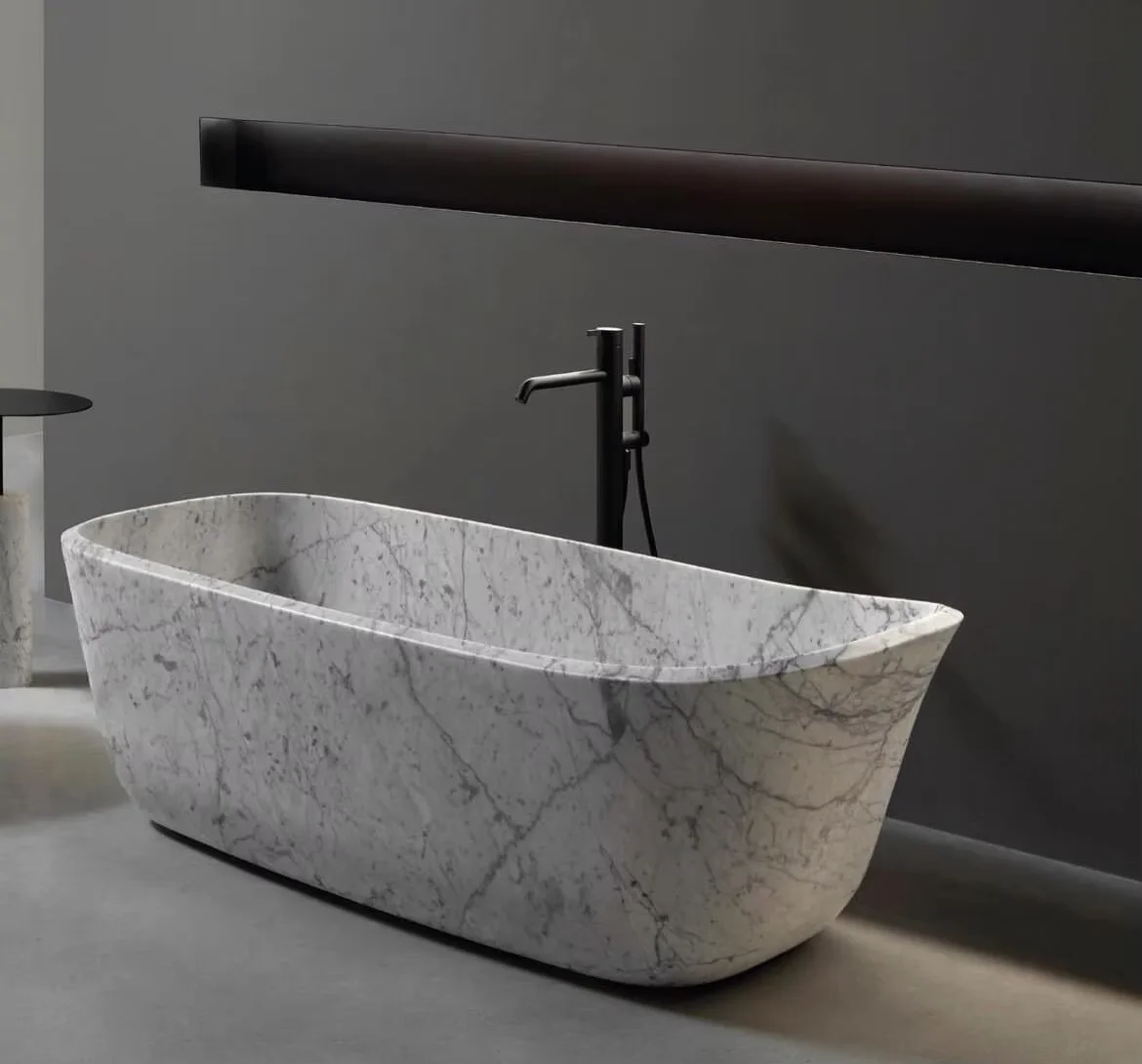 Custom Design Indoor Freestanding Natural Marble Stone Bathtub Hot Sale Travertine Bathtub