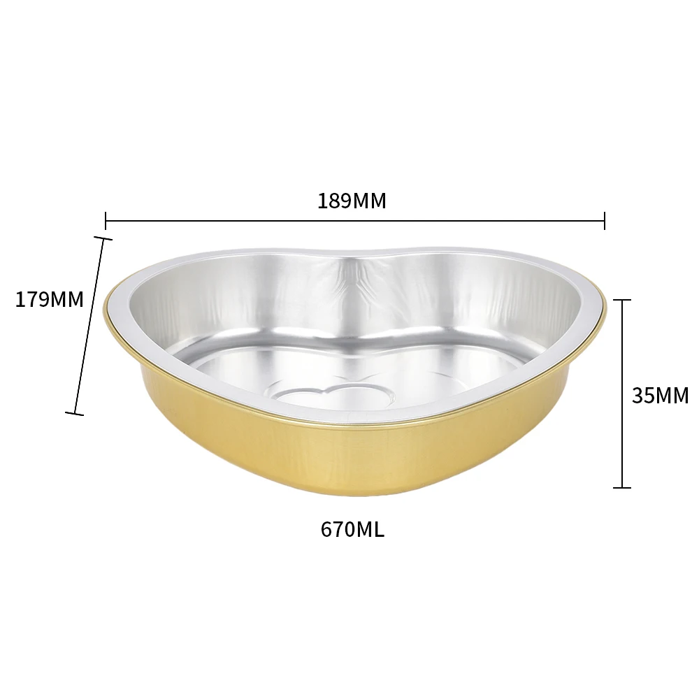 product x670 670ml eco friendly heart shape gold foil pan chocolate candy ice cream cake cup disposable aluminum foil container-5