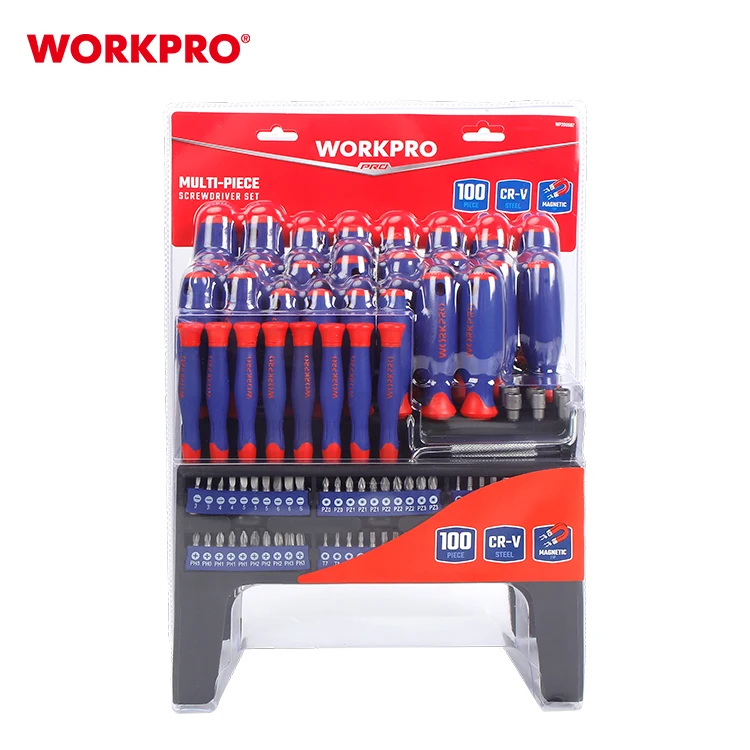 WORKPRO 100ピース クロムバナジウム鋼 磁気ドライバーセット ハンド 