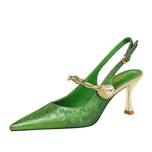 Women's Pumps Stilettos High Top Outdoor Sandal Summer Season Pointed Toe Open Back Counter Height Increasing Buckle Strap