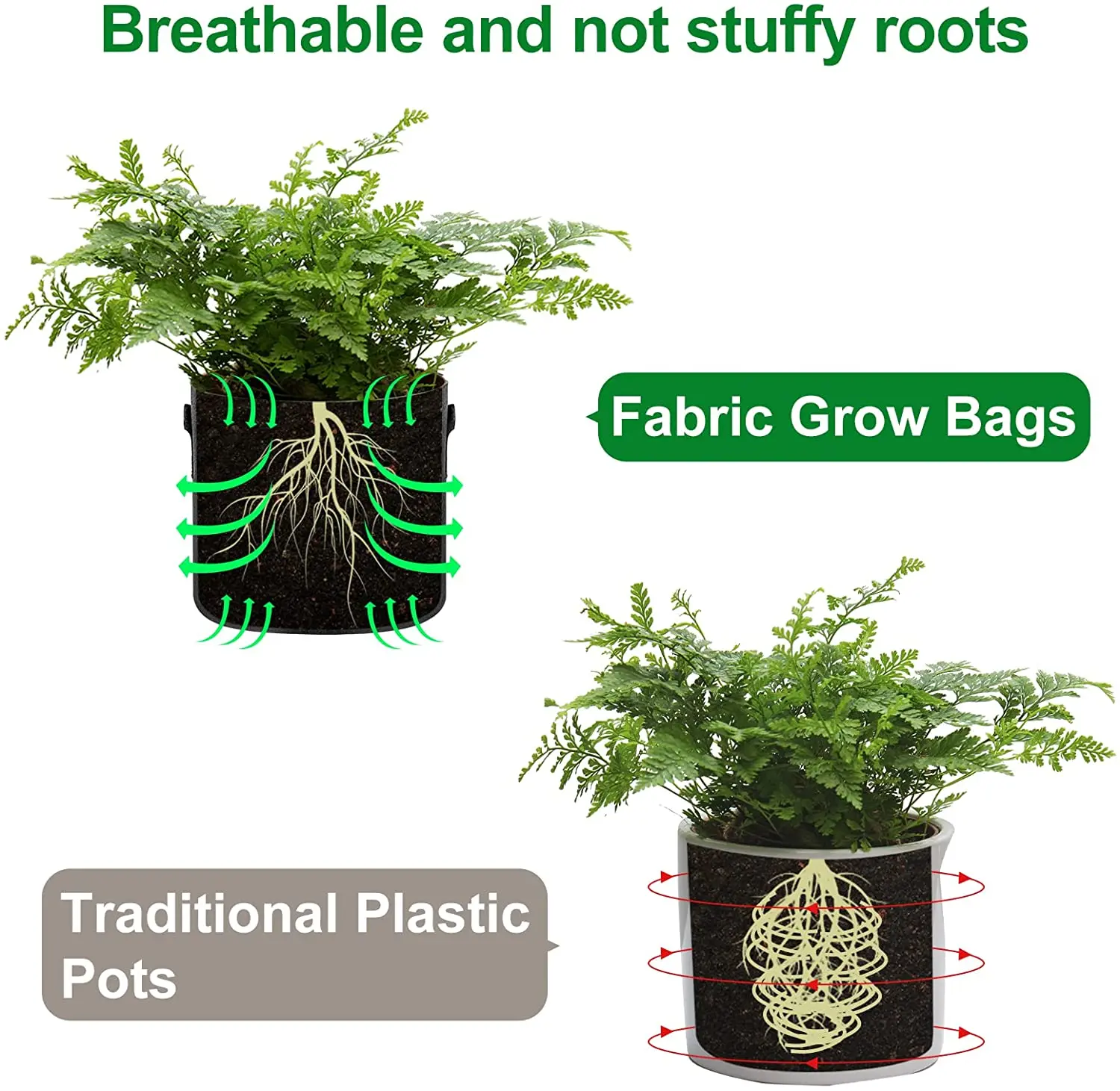 1 2 3 5 10 15 20 Gallon Grow Bag Planting Vegetables Planter Tree Seeding Pots Flower Pot Fabric Plant Grow Bags H48975242fe324e6b9214f838ed1a298eh