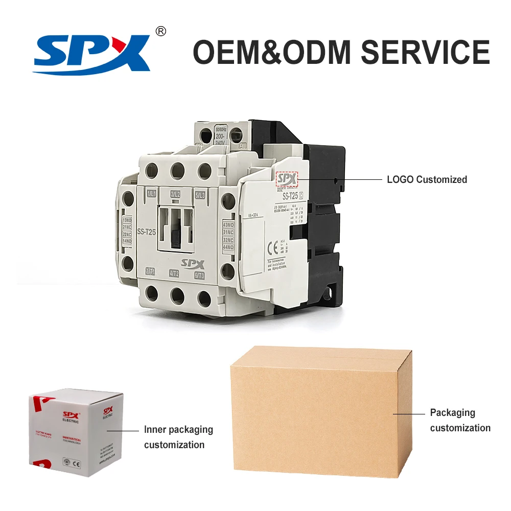 SPX Factory Sales 3 Phase 10a 12a 20A 25A 35A 50A 65A 80A 100A Electrical Magnetic Contactors 12v Ac Contactor 3p  220v