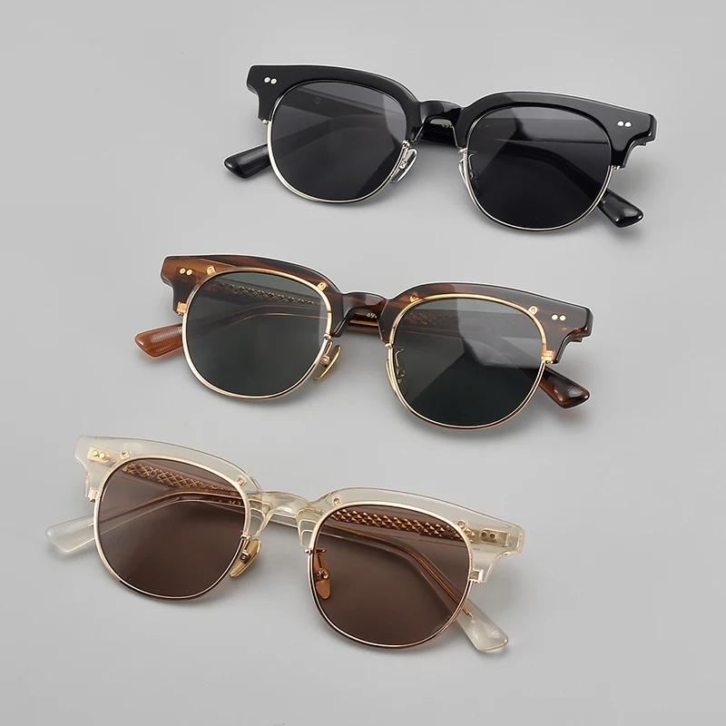 High-quality Manual Acetate Retro Men Business Half Frame  display picture 1