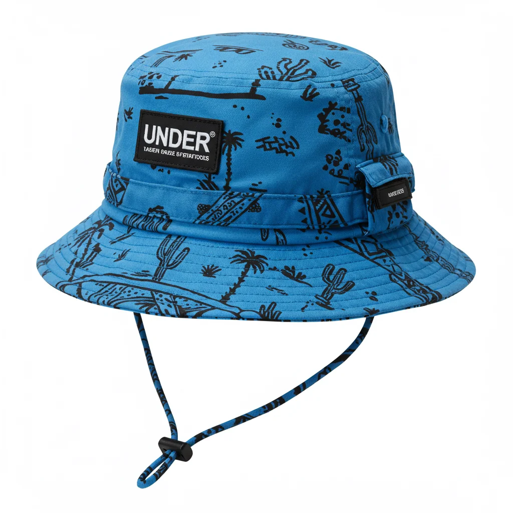 Wholesale Wide Brim Embroidery Print Logo Fishing Hat Cotton Blue Bucket  Hat Custom Boonie Hat, image size:1024x1024