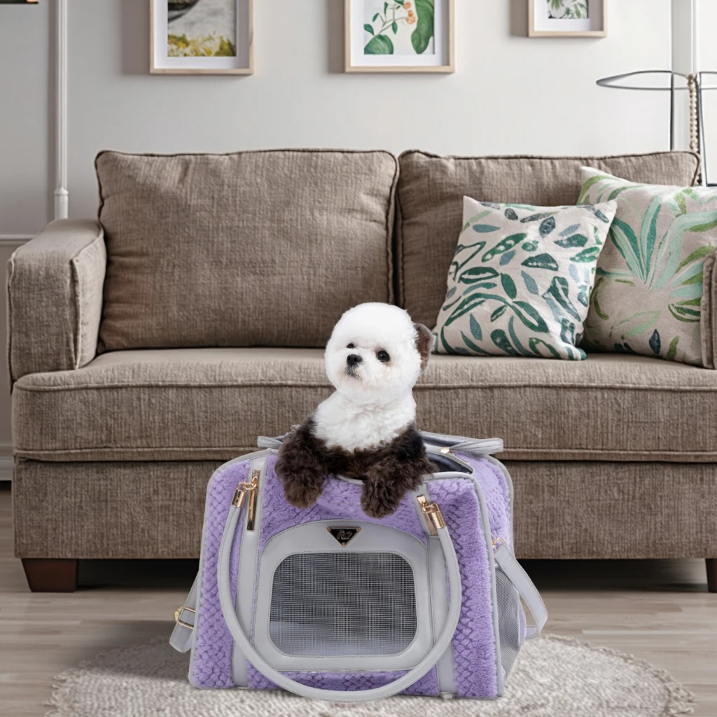 透气豪华宠物提篮聚酯小狗猫提篮带口袋休闲户外探险库存