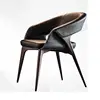 Black microfiber leather + walnut-colored solid wood table legs