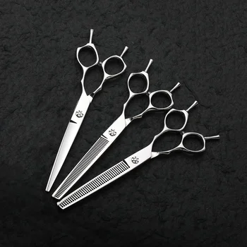 7.0 Inch Professional Stainless Steel Pet Scissors Beauty Arc Cutting Knife-Shape Tool Easy Use Thin Cutting Grooming Tool Pets