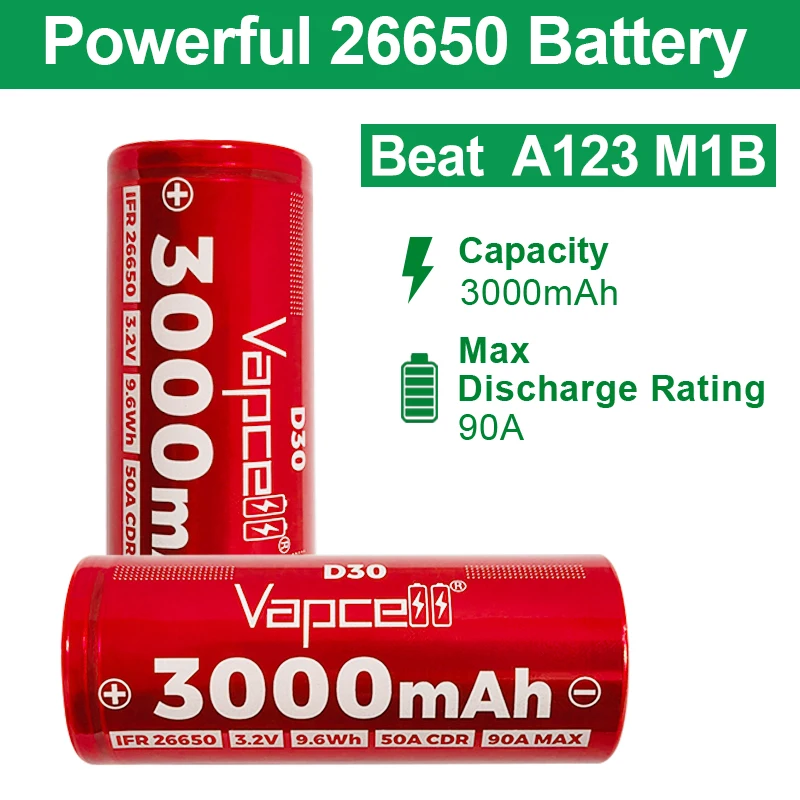 Vapcell IFR26650 D30 3000mah 90A LIFEPO4 32700バッテリー充電式は