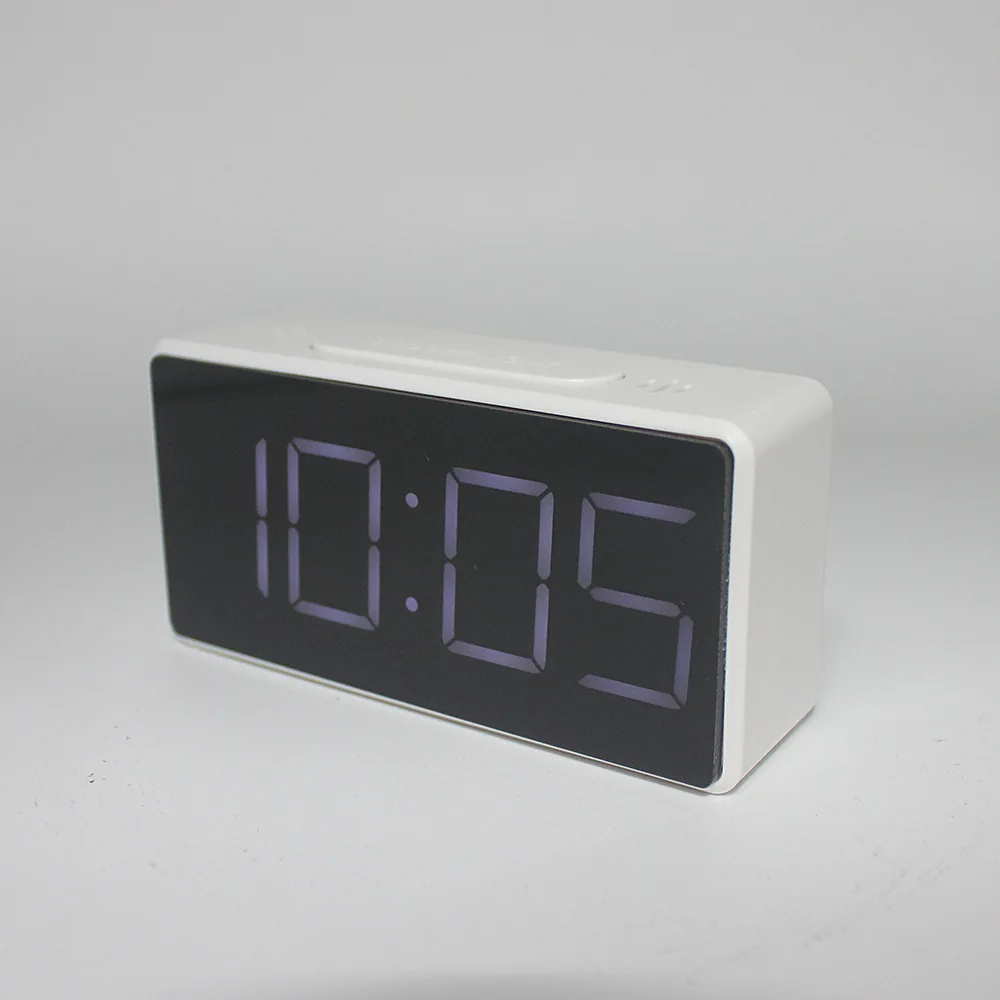Wholesaler Simple Table Big LED Alarm Clock Snooze Led Mirror Bedside Clock Desktop Temperature Clock