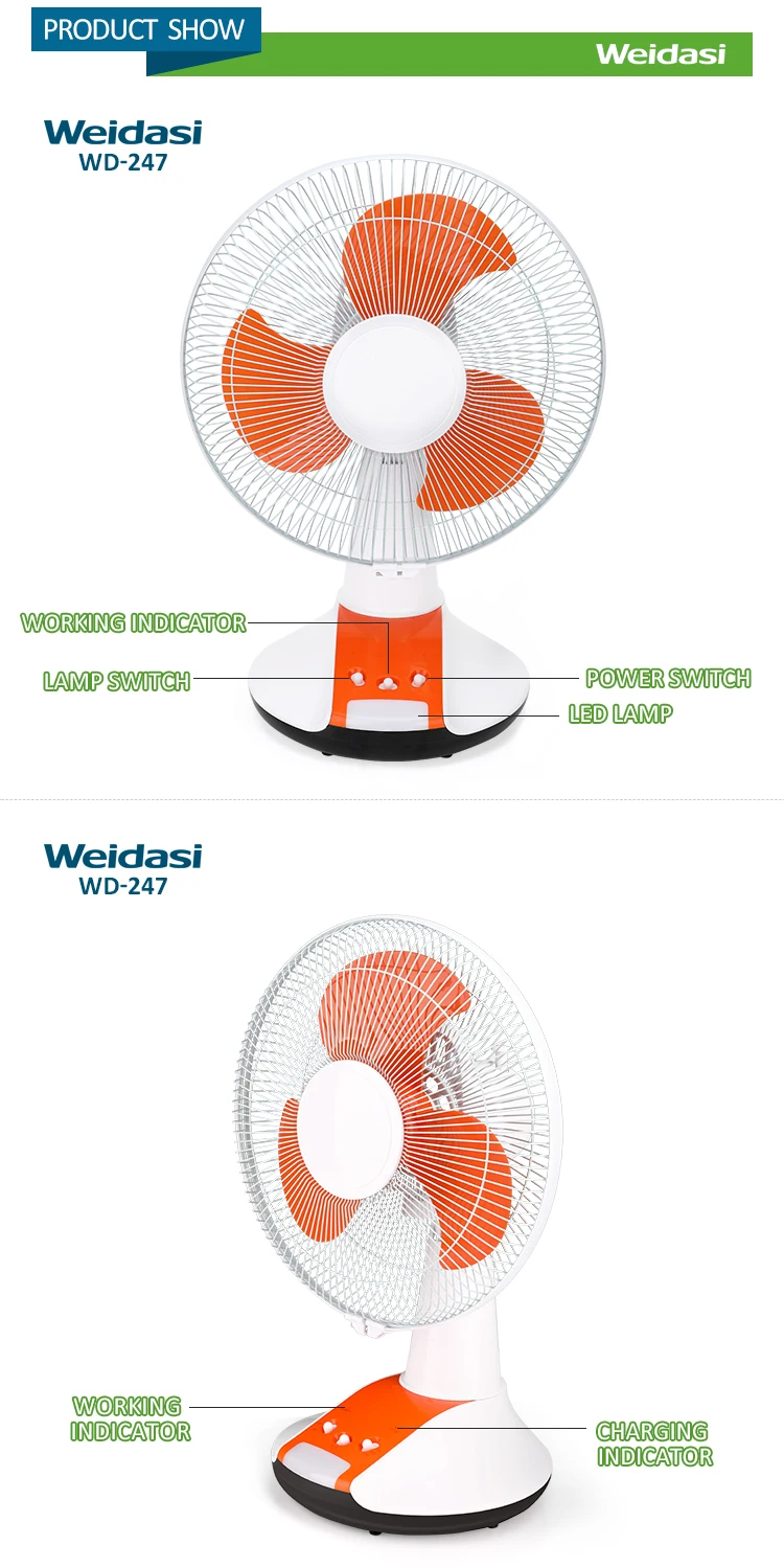 Electric Desk Ac Dc Rechargeable Table Fan 12 Inches Rechargeable