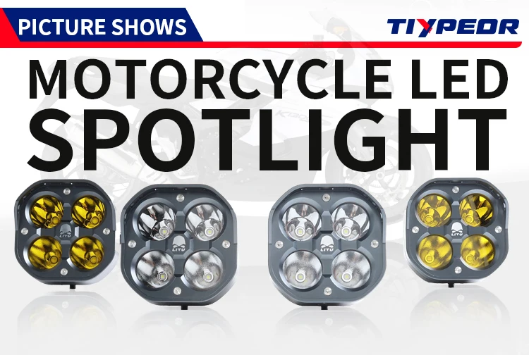 TIYPEOR Super Bright Spotlight CNC Aluminum  High Power Fog Lights Auxiliary Headlight for Motorbike Off-road SUV ATV 120W factory