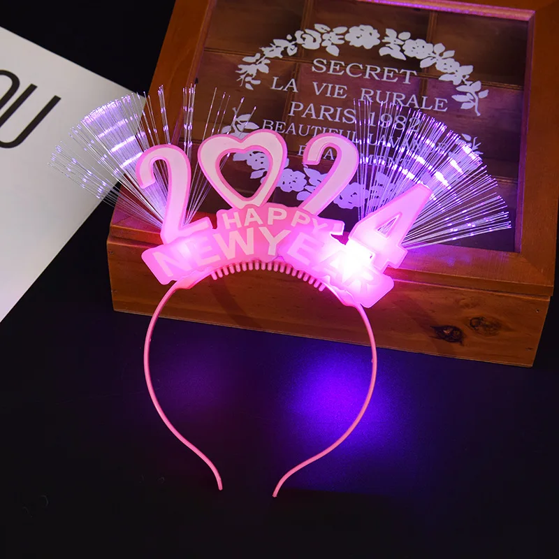 Led 2024 New Year Headband Light Up Flashing Happy New Year Tiaras Head ...