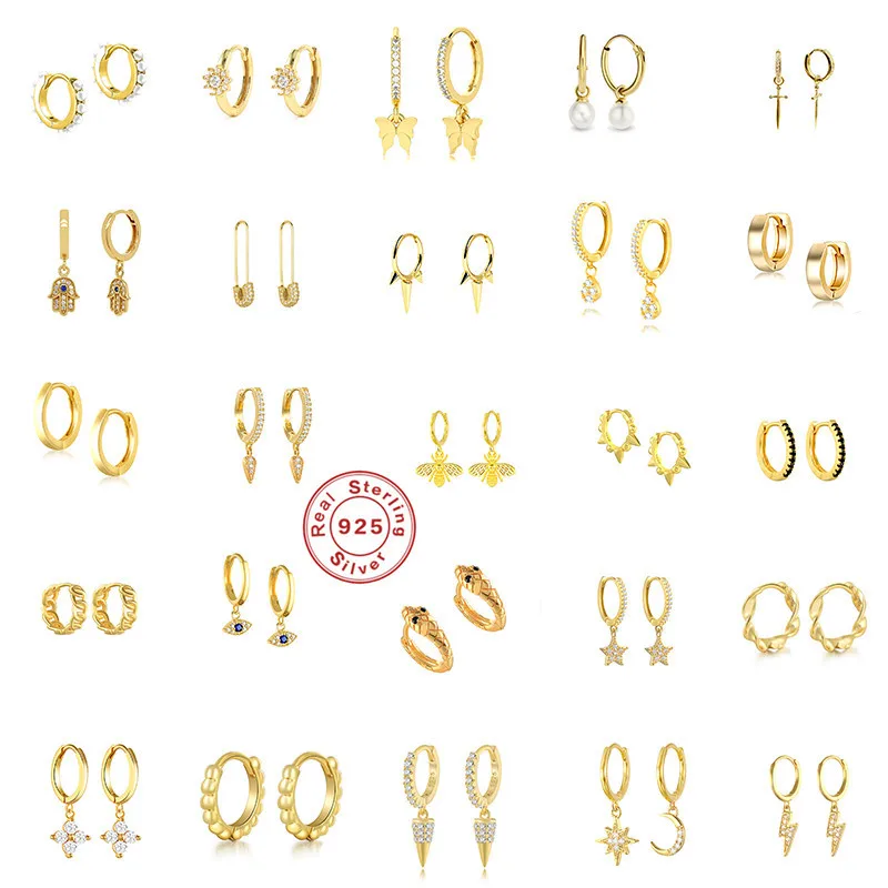 Wholesale Korean Mixed Batch Small Hoop Earring Various Styles Gold Plated Stud Earrings Set for Women