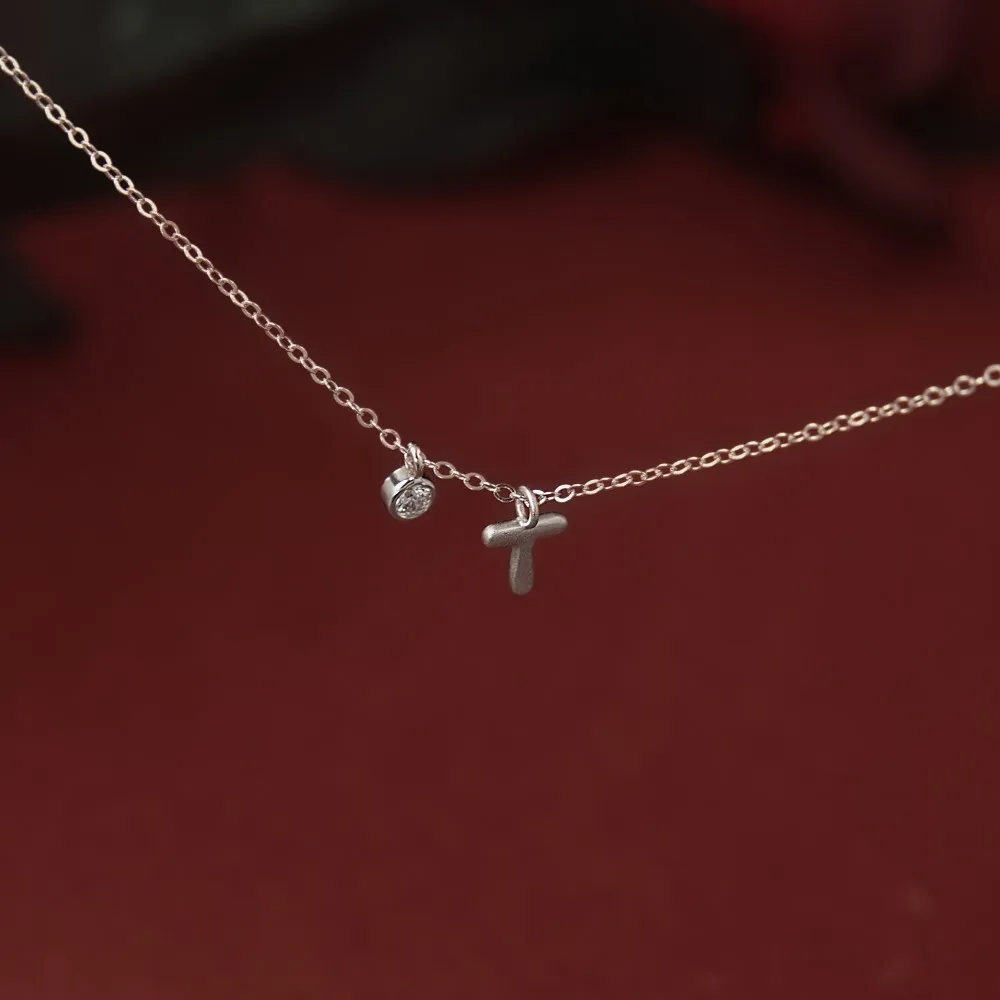KAKODIY New Initial Necklace 925 Sterling Silver 5A Zirconia T Letter 26 Letters Pendant Necklace detail 3
