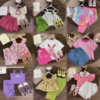 Cute Kids Baby Girls Clothing Set Summer Top Shorts 2 Sets Fashion Girls Clothing 0-12 Years Old