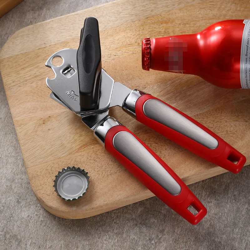 Multifunction Stainless Steel 3-in-1 Manual Opener for Bottles and Cans Butterfly Smooth for Topless Edge Handheld