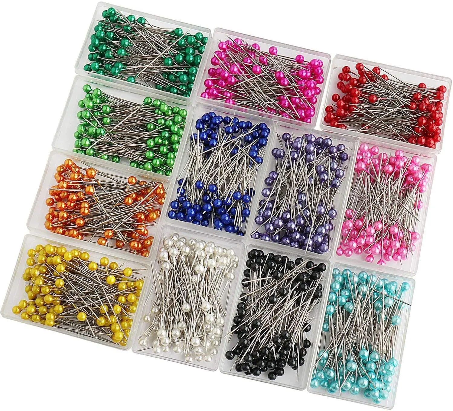 Assorted Color Pearl Head Pins in Pack of 100pcs