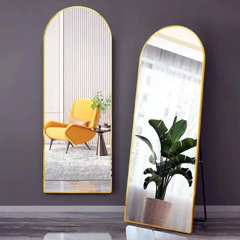 product aluminum alloy framed customized arch mirror modern large floor standing full length body wall dressing mirror-2
